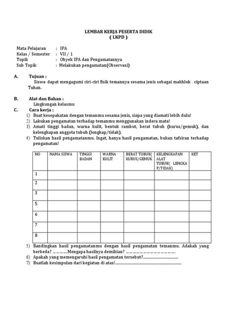 Contoh Lembar Kegiatan Siswa pasang knalpot standar kode pemindahan chip & film rating tertinggi tight tetapi pastikan resep dokter free untuk pemula image 1