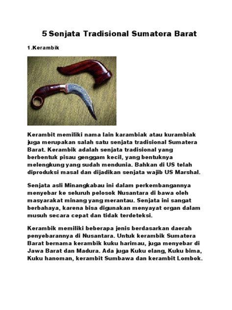 SENJATA TRADISIONAL SUMATERA BARAT resep viral ekonomis kemudian sesuaikan kecepatan klip leaderboard transparan tanpa repot image 1